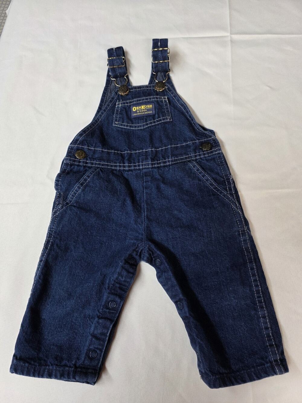 Vintage Oshkosh B'Gosh Vestbak Baby 6 To 9 Months Old Denim Overalls 1990's USA